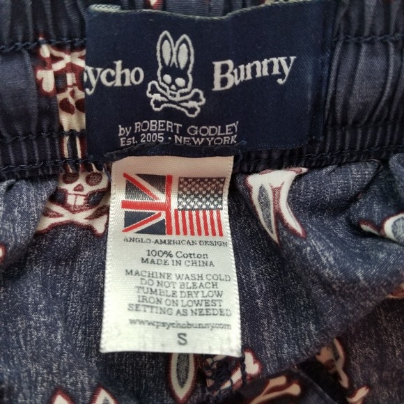 Psycho Bunny by Robert Godley Blue Gray Cotton Pajama Sleepwear Mens Pants Small - Picture 11 of 11